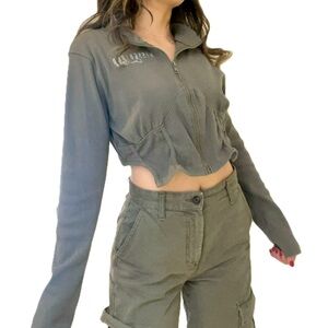 Carli Bybel x Missguided army green cropped jacket